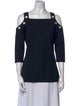Donna Karan Square Neckline Three-Quarter Sleeve Top