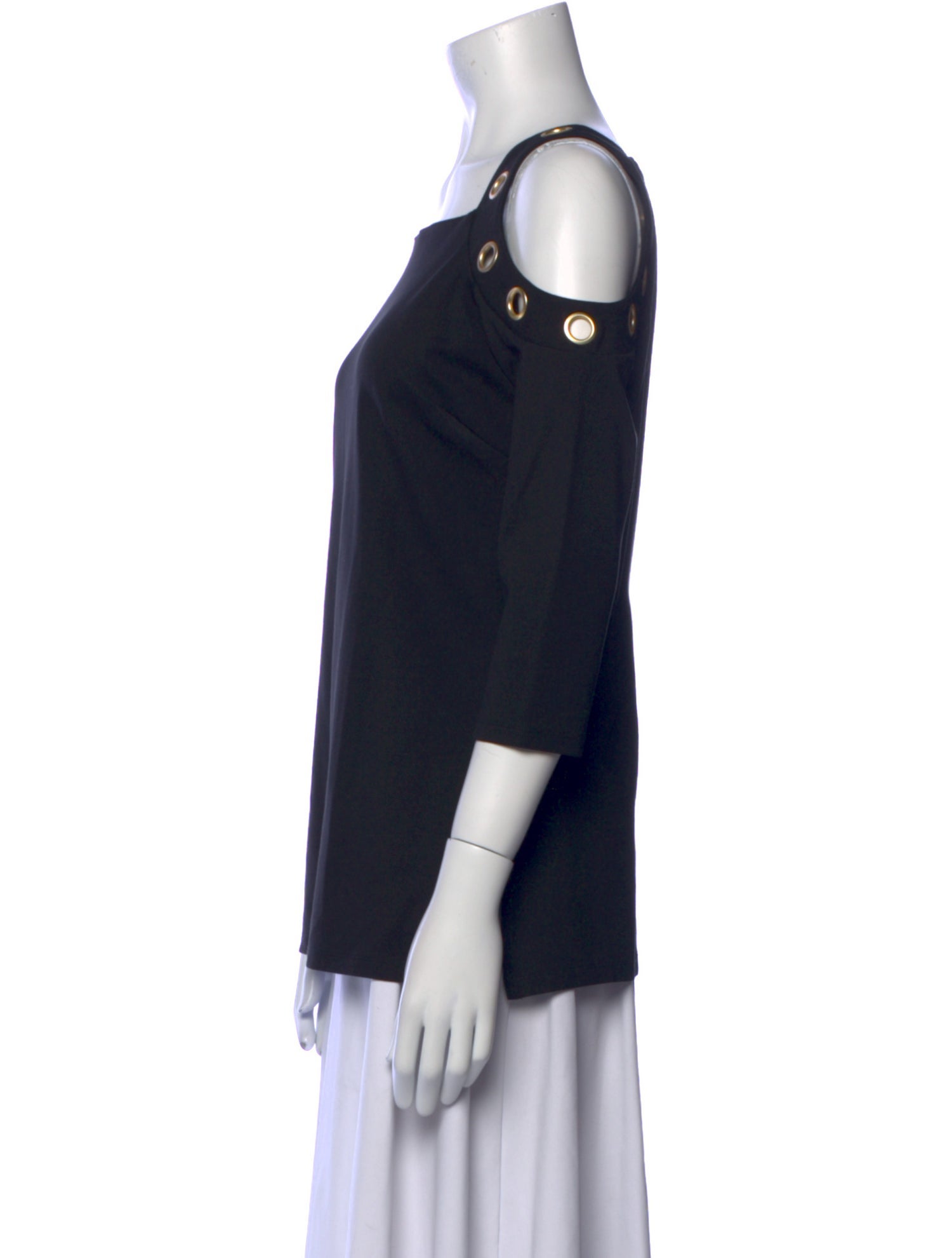 Donna Karan Square Neckline Three-Quarter Sleeve Top