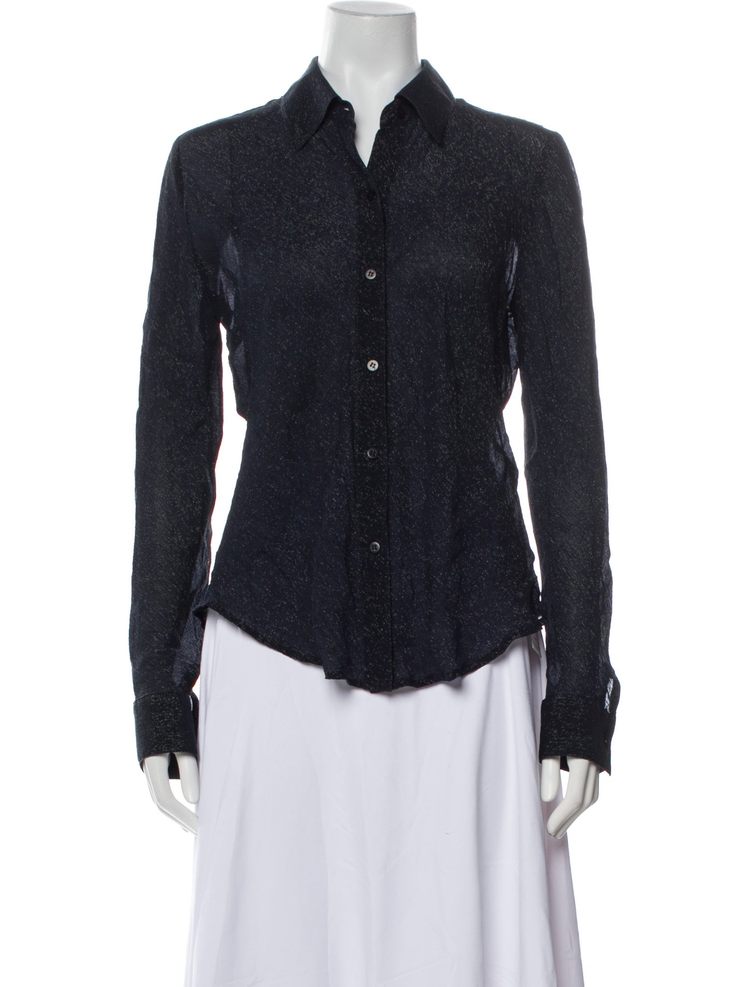 Donna Karan Long Sleeve Button-Up Top