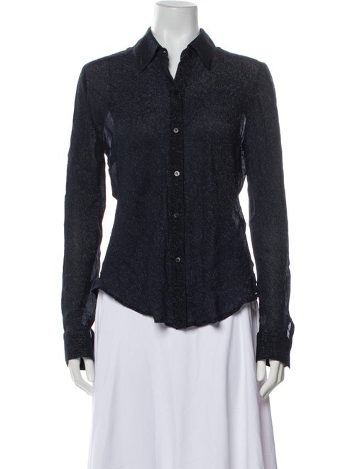 Donna Karan Long Sleeve Button-Up Top