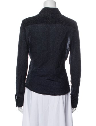 Donna Karan Long Sleeve Button-Up Top
