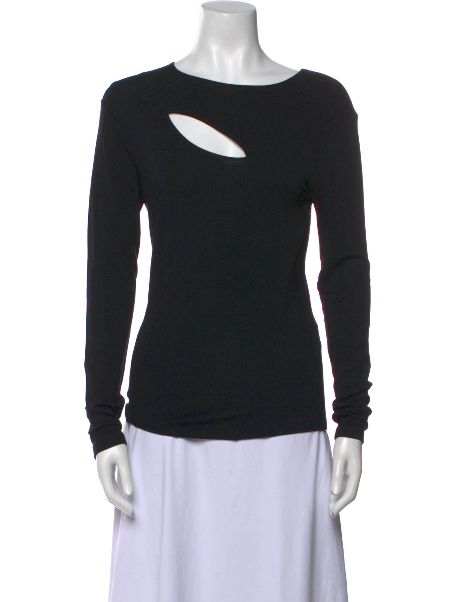 Donna Karan Bateau Neckline Long Sleeve T-Shirt