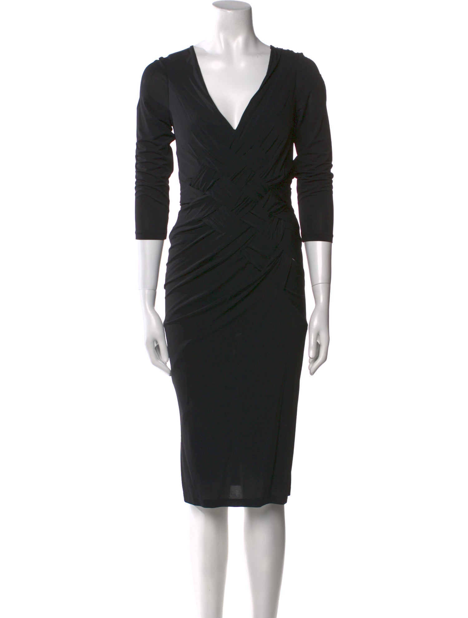 Donna Karan V-Neck Midi Length Dress