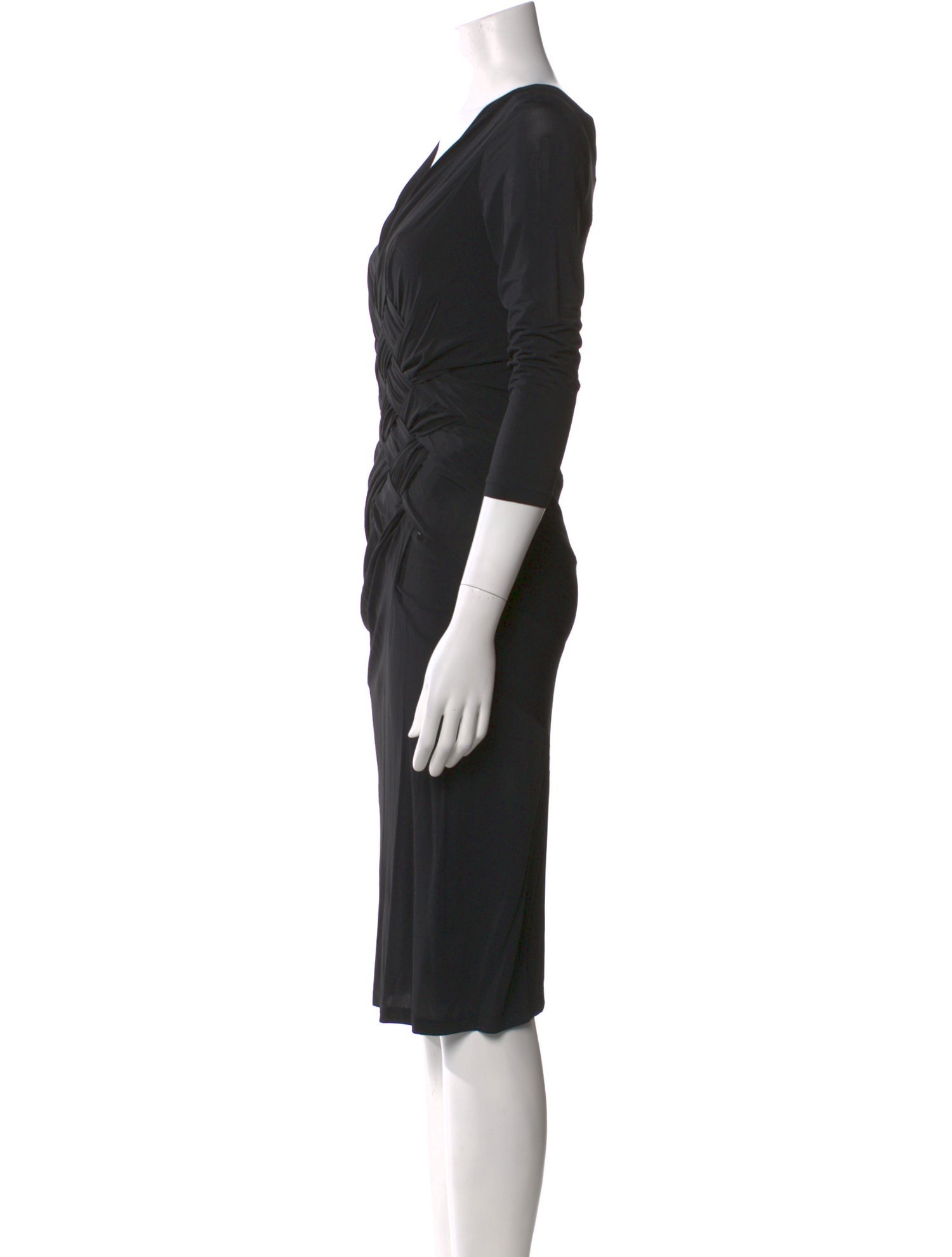 Donna Karan V-Neck Midi Length Dress