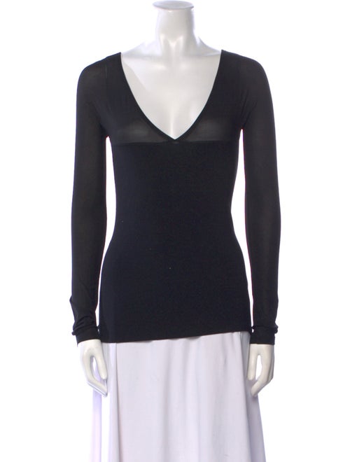 Donna Karan V-Neck Long Sleeve Top