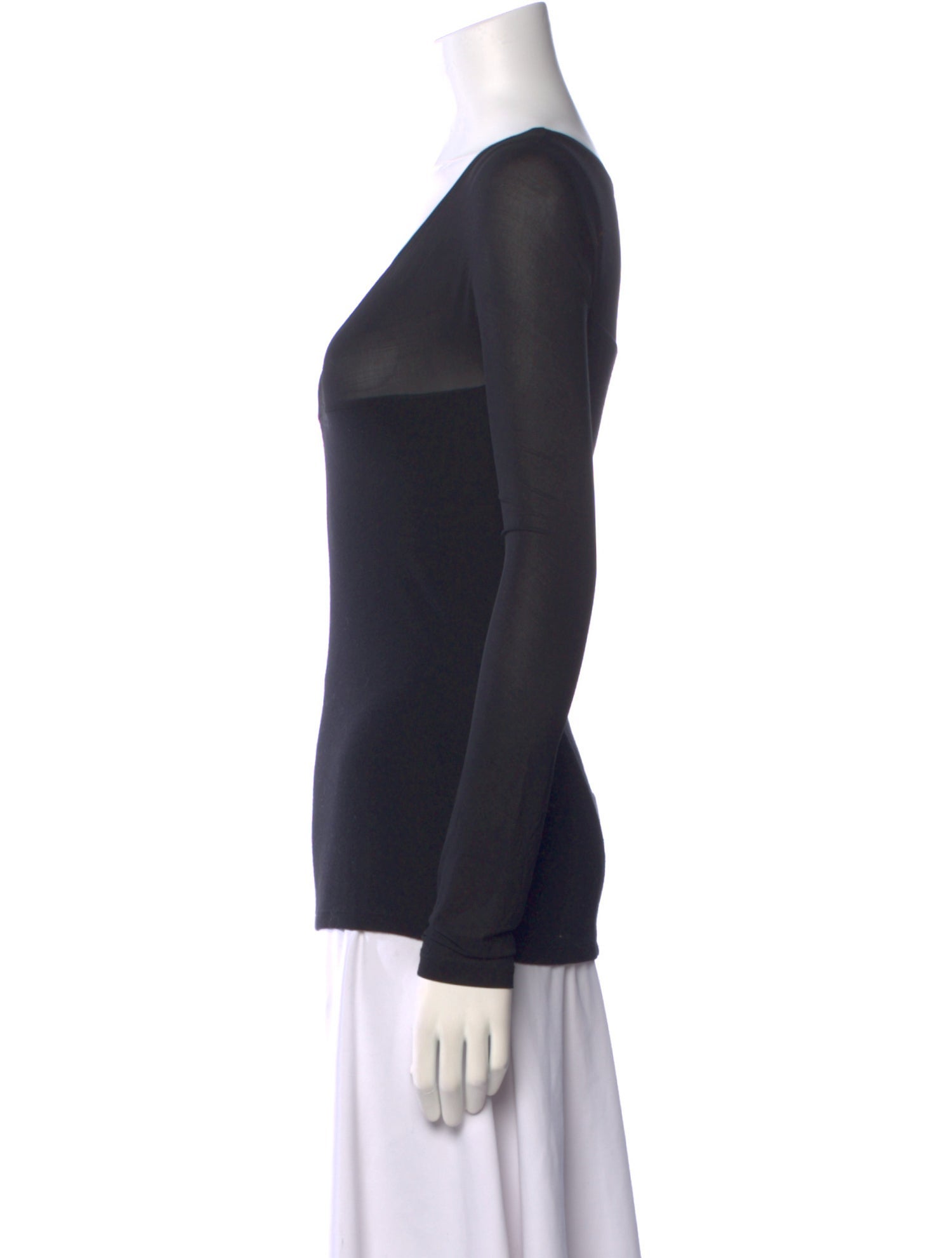 Donna Karan V-Neck Long Sleeve Top