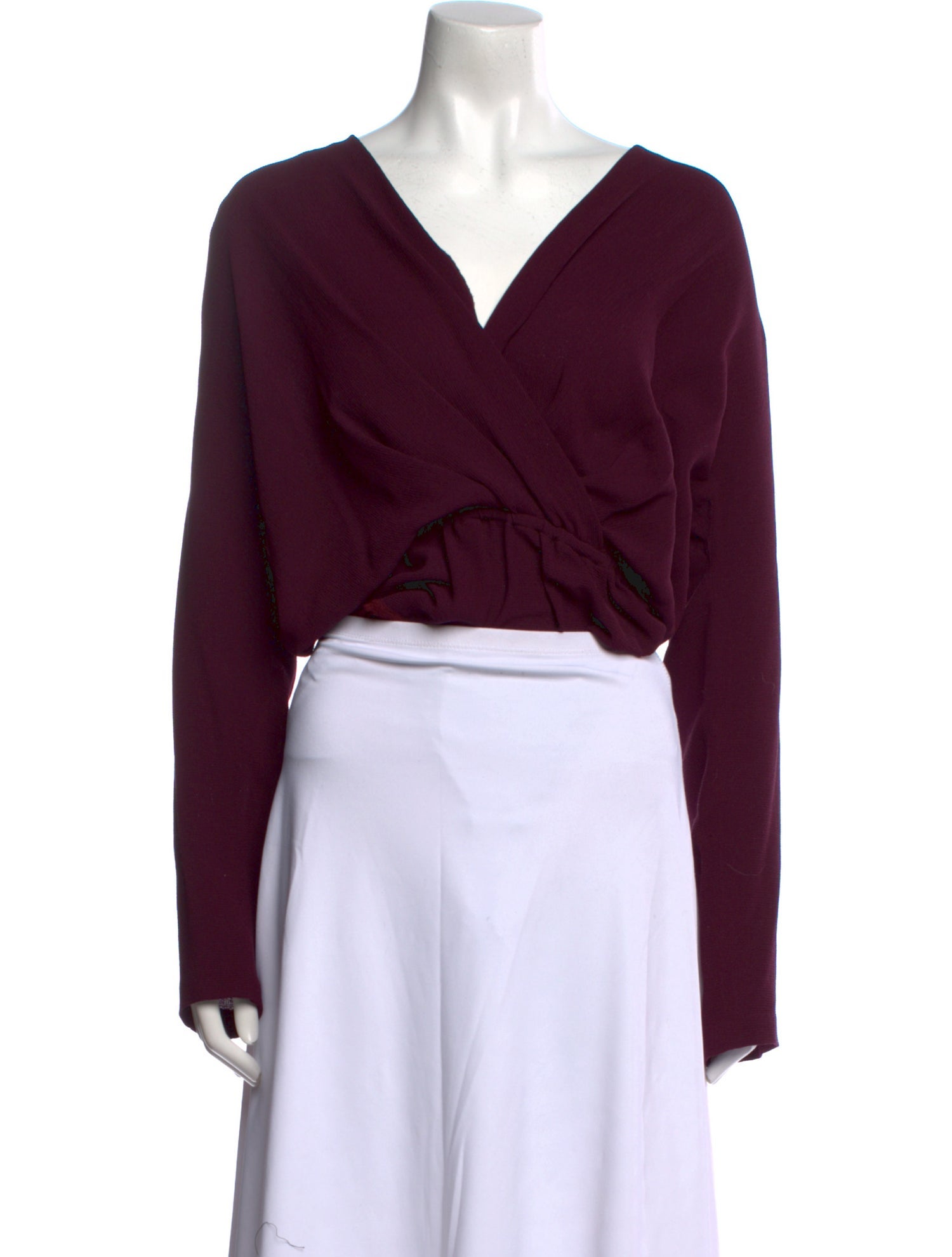 Donna Karan Silk V-Neck Crop Top