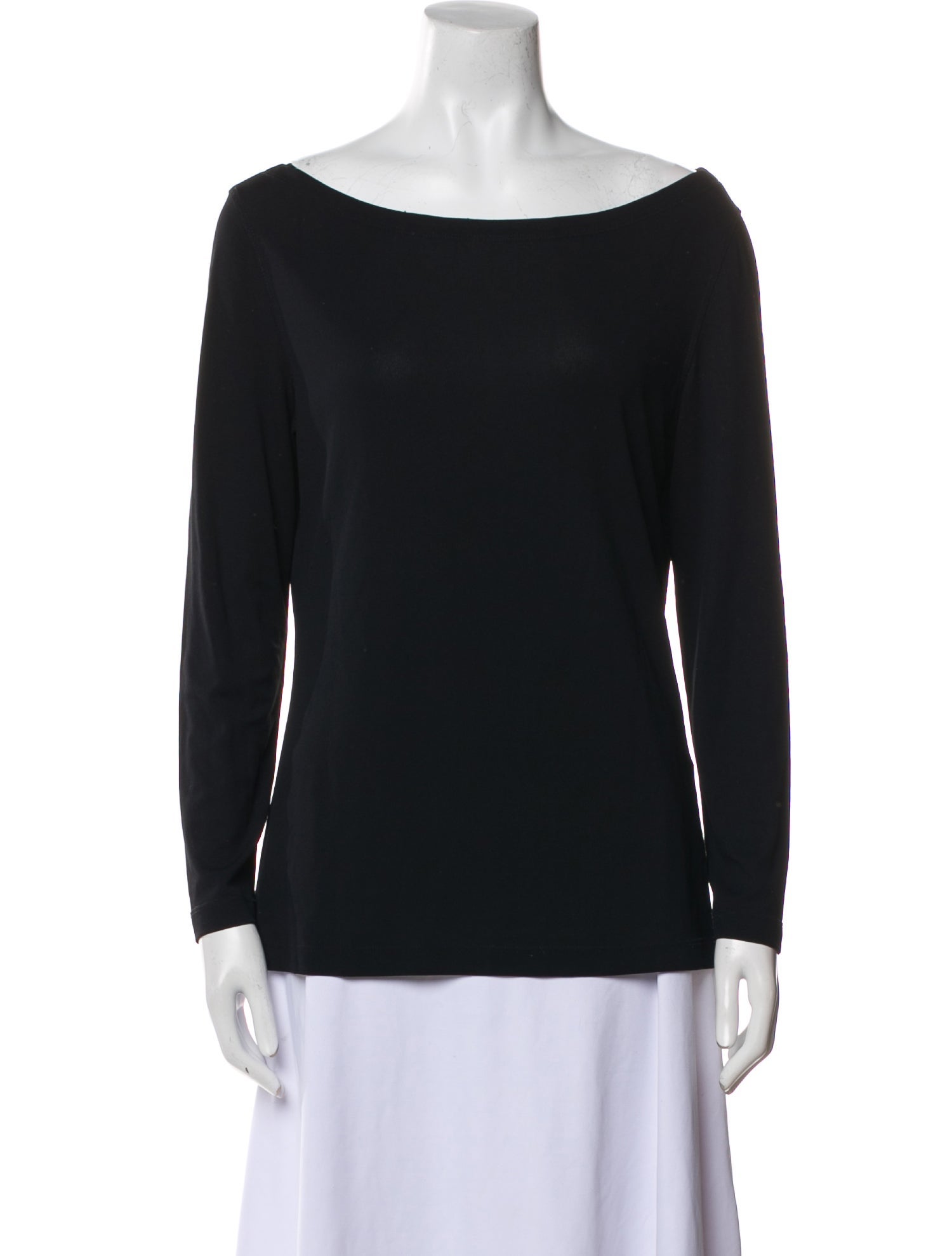Donna Karan Bateau Neckline Long Sleeve Top