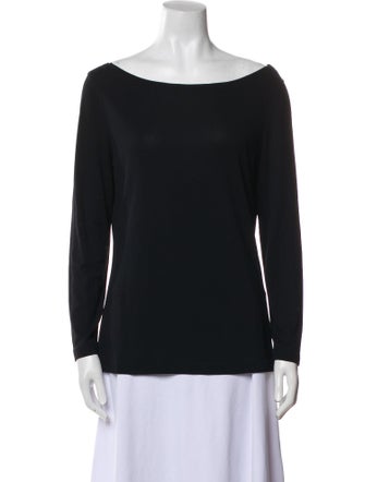 Donna Karan Bateau Neckline Long Sleeve Top