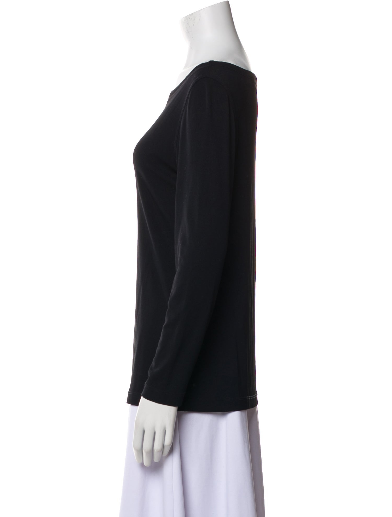 Donna Karan Bateau Neckline Long Sleeve Top