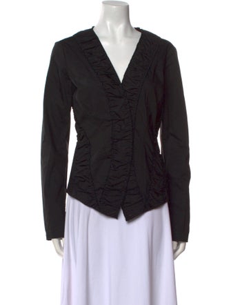 Donna Karan V-Neck Long Sleeve Blouse
