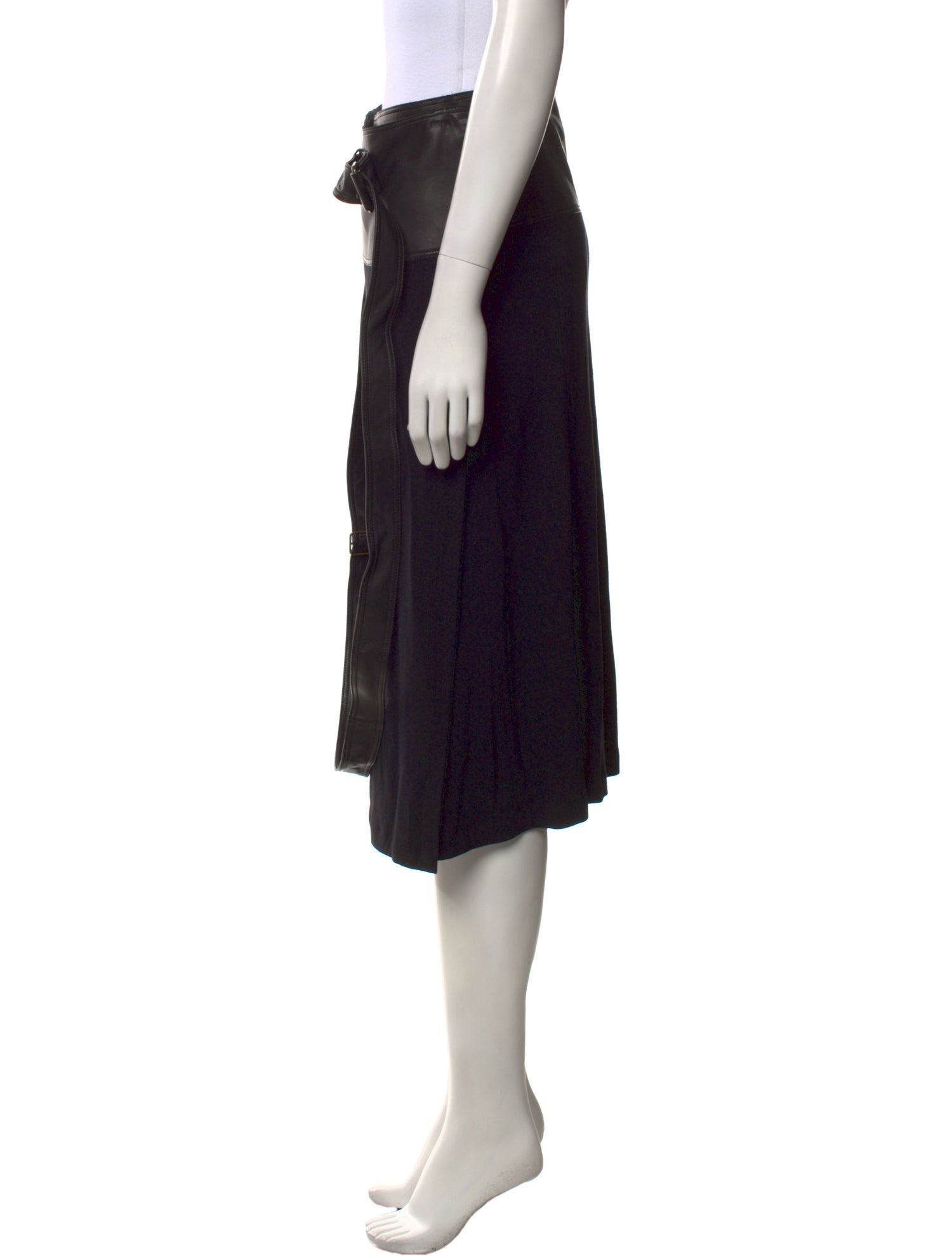 Donna Karan Leather Trim Embellishment Knee-Length Skirt