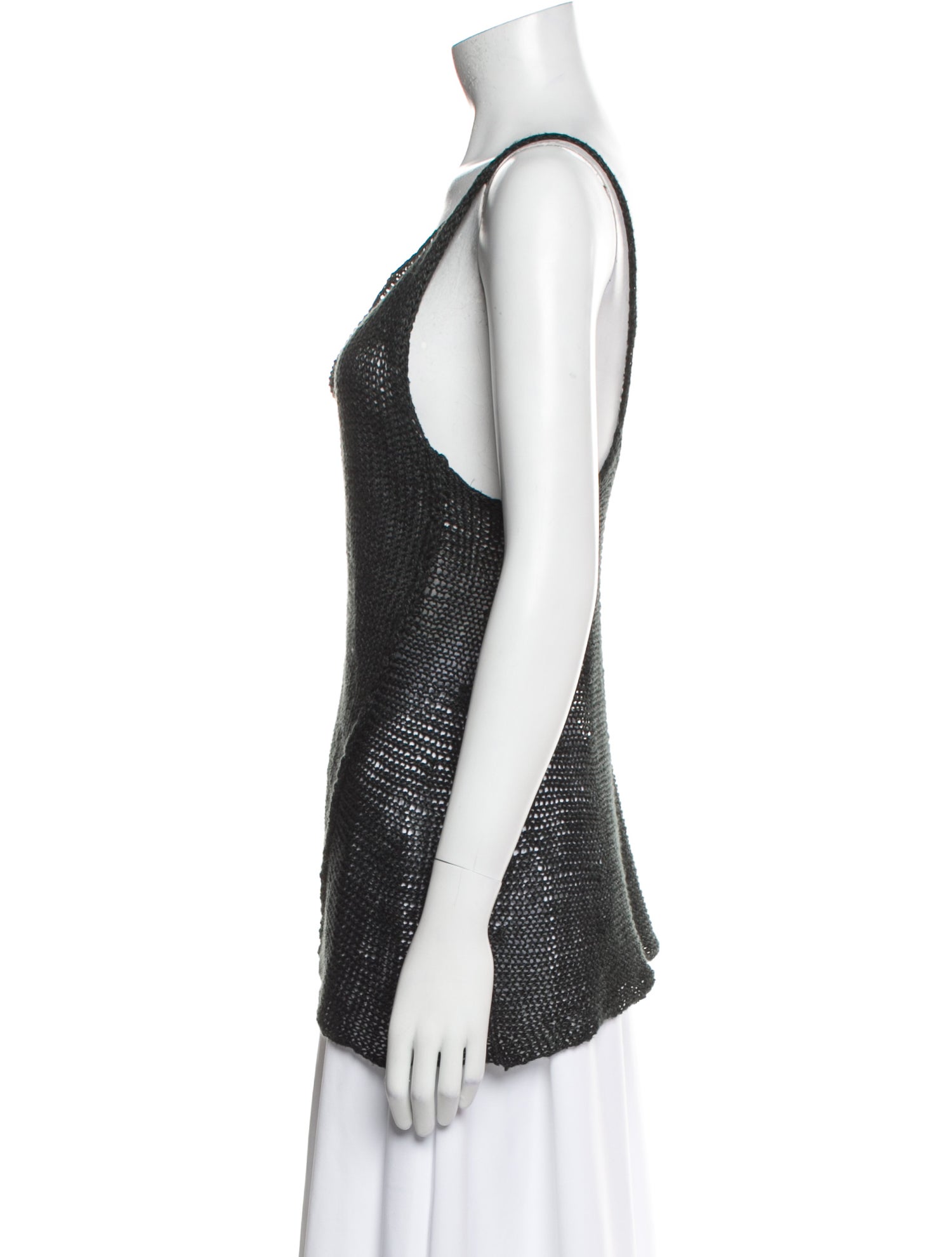 Donna Karan Linen Scoop Neck Top