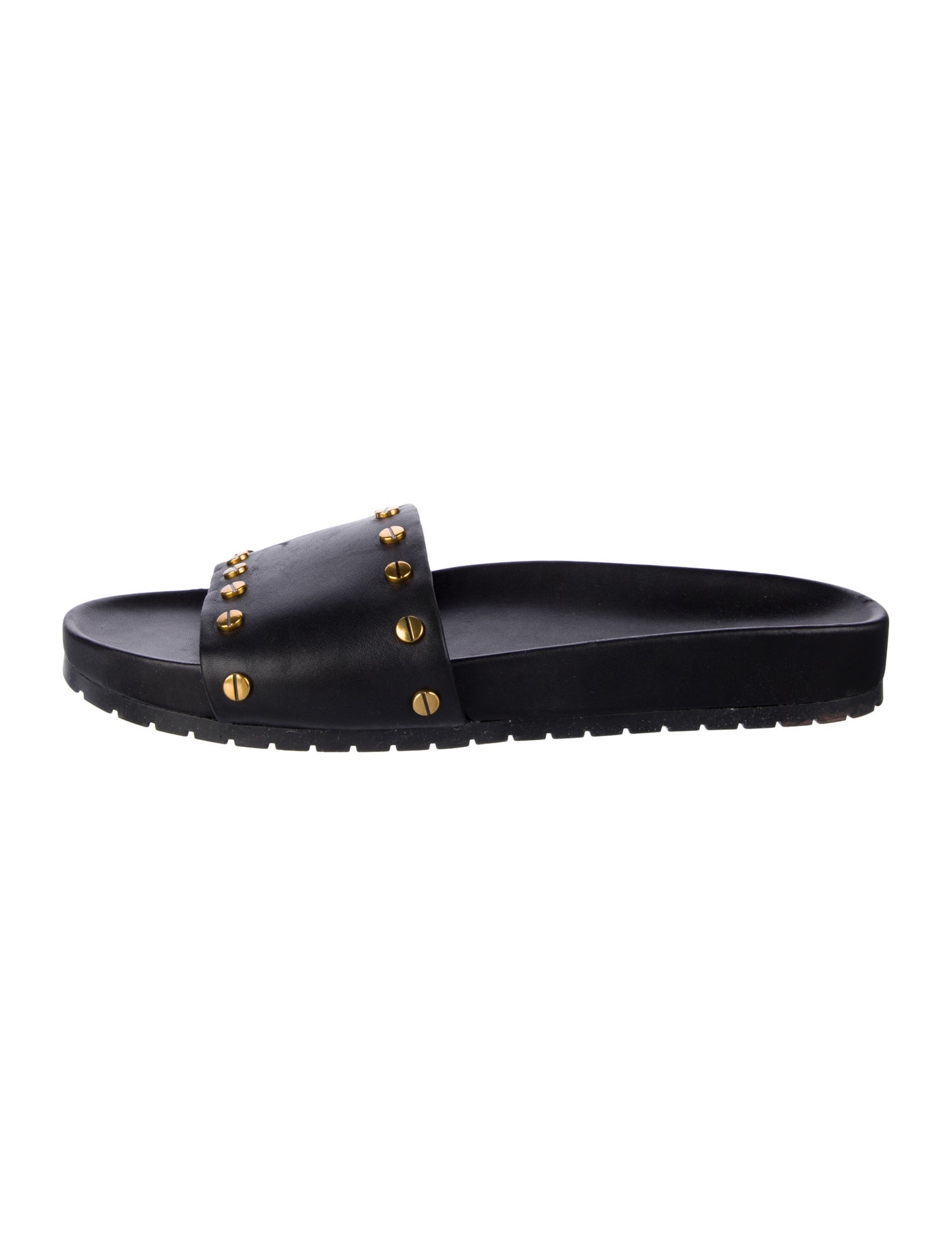 Donna Karan Leather Studded Accents Slides