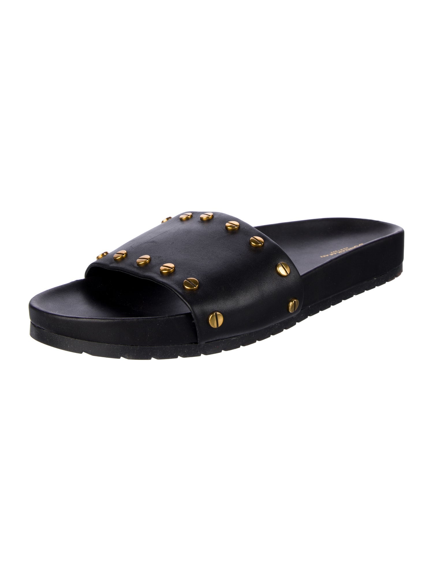 Donna Karan Leather Studded Accents Slides