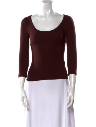 Donna Karan Scoop Neck Three-Quarter Sleeve Top