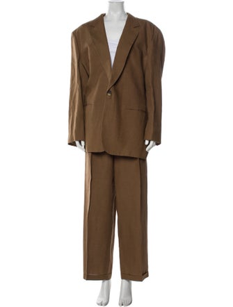 Donna Karan Linen Pleated Accents Pantsuit