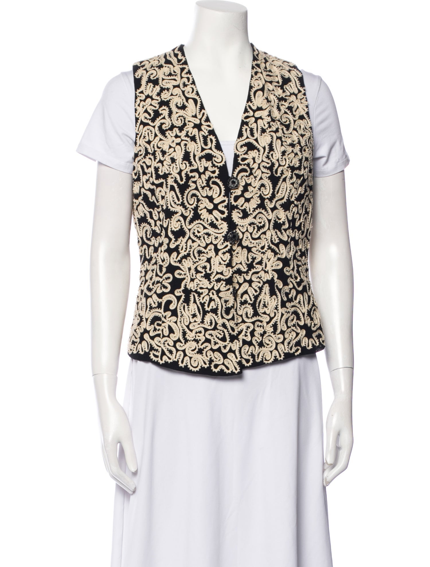 Donna Karan Wool Floral Print Vest