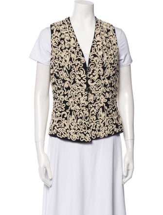 Donna Karan Wool Floral Print Vest