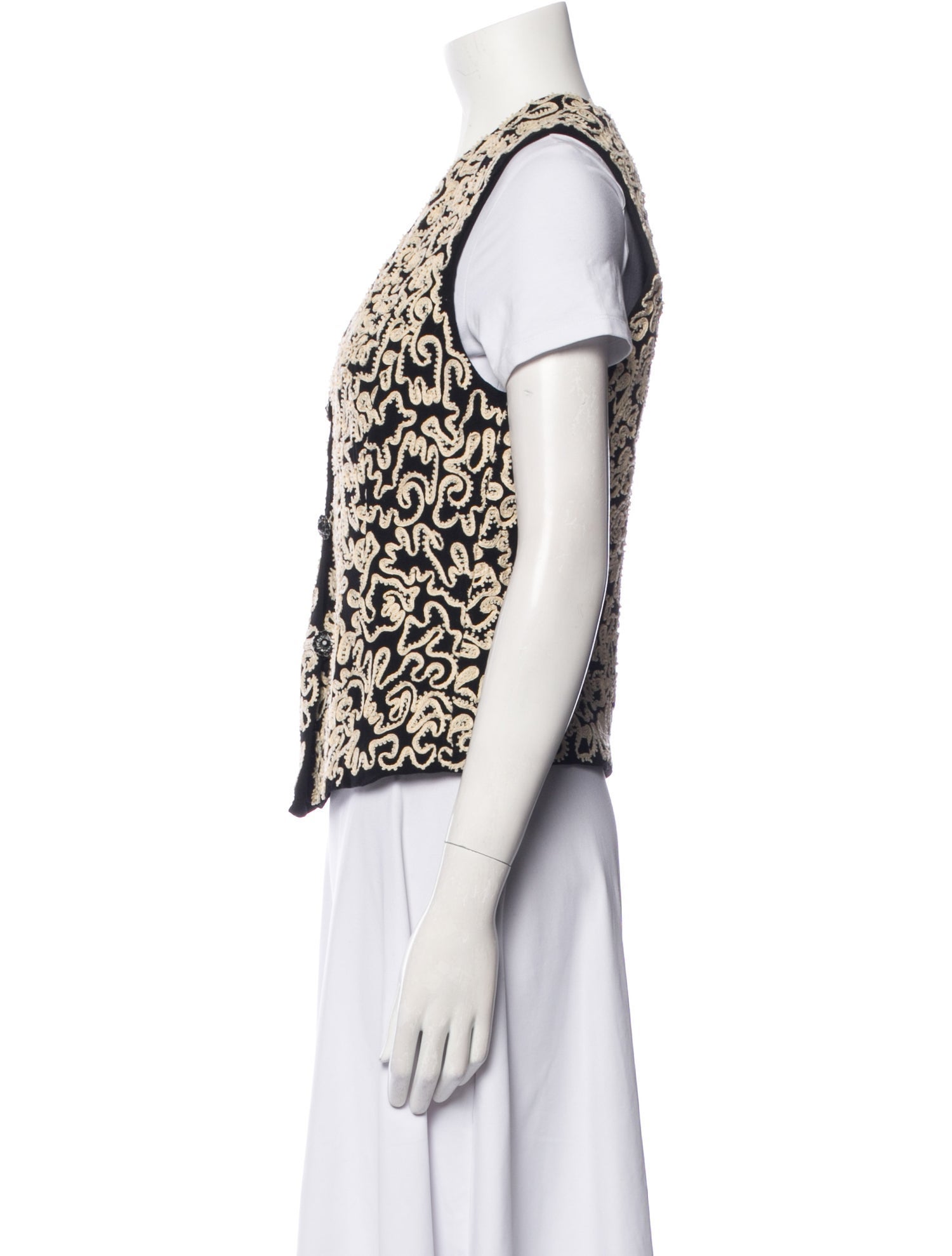 Donna Karan Wool Floral Print Vest