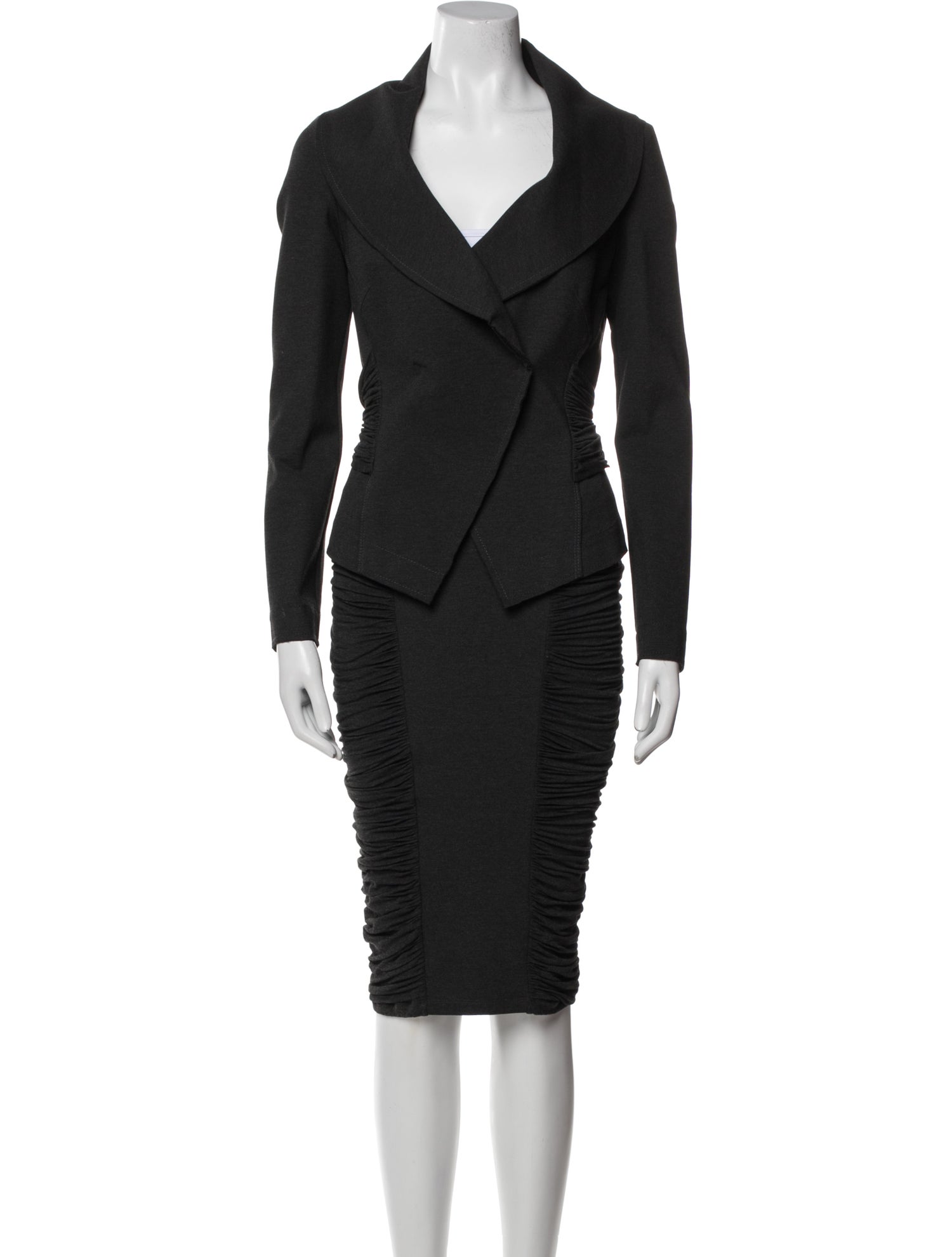 Donna Karan Ruffle Embellishment Skirt Suit