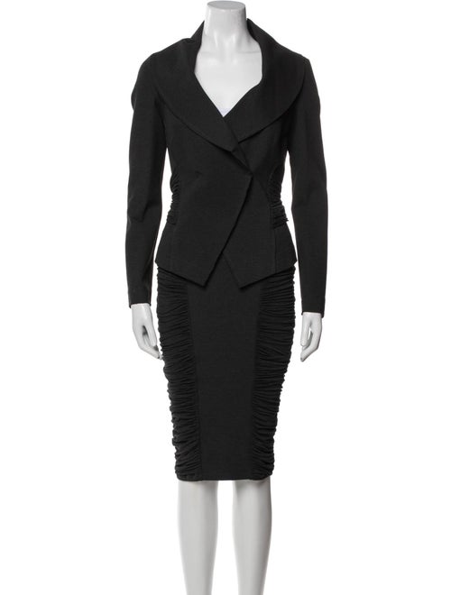 Donna Karan Ruffle Embellishment Skirt Suit
