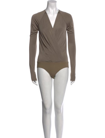 Donna Karan V-Neck Long Sleeve Bodysuit