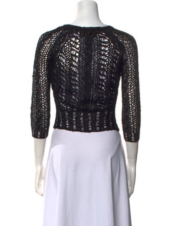 Donna Karan V-Neck Three-Quarter Sleeve Crop Top