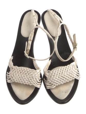 Donna Karan Leather Braided Accents Sandals