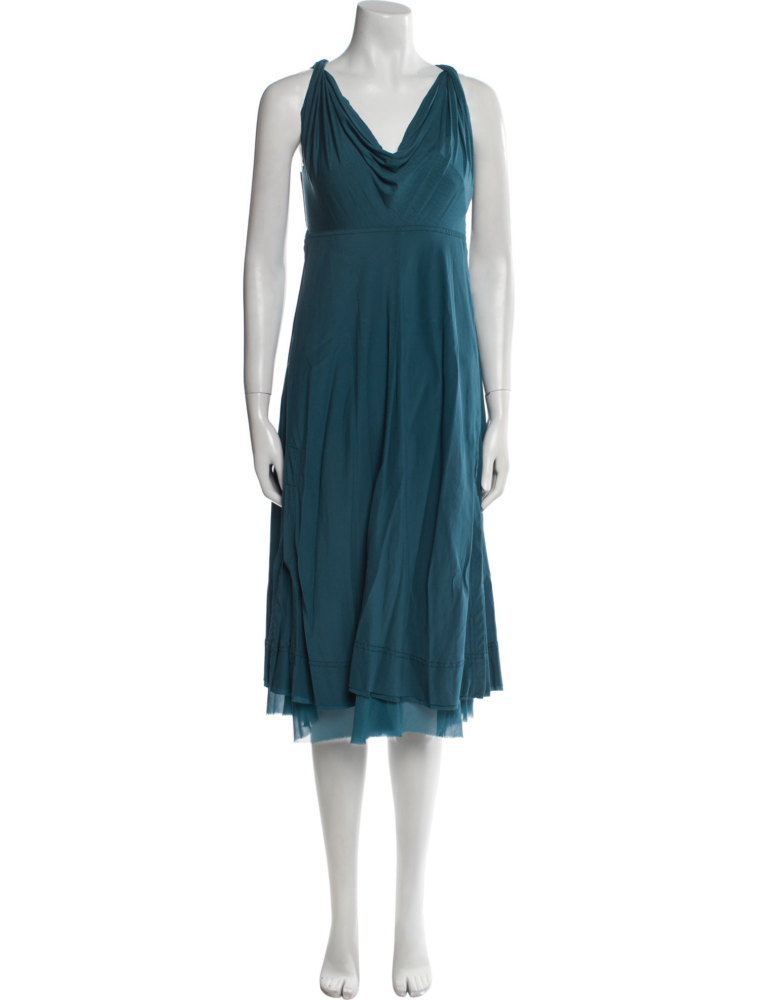 donna karan blue dress Blue Watercolor Chiffon Layered Dress main image 0