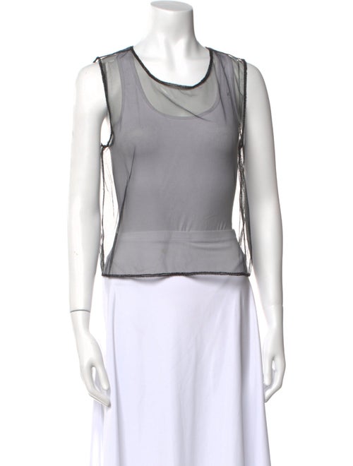 Donna Karan Scoop Neck Sleeveless Crop Top