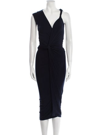 Donna Karan V-Neck Midi Length Dress