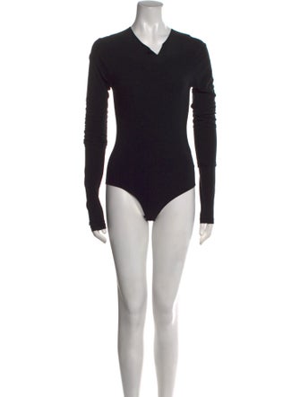 Donna Karan V-Neck Long Sleeve Bodysuit