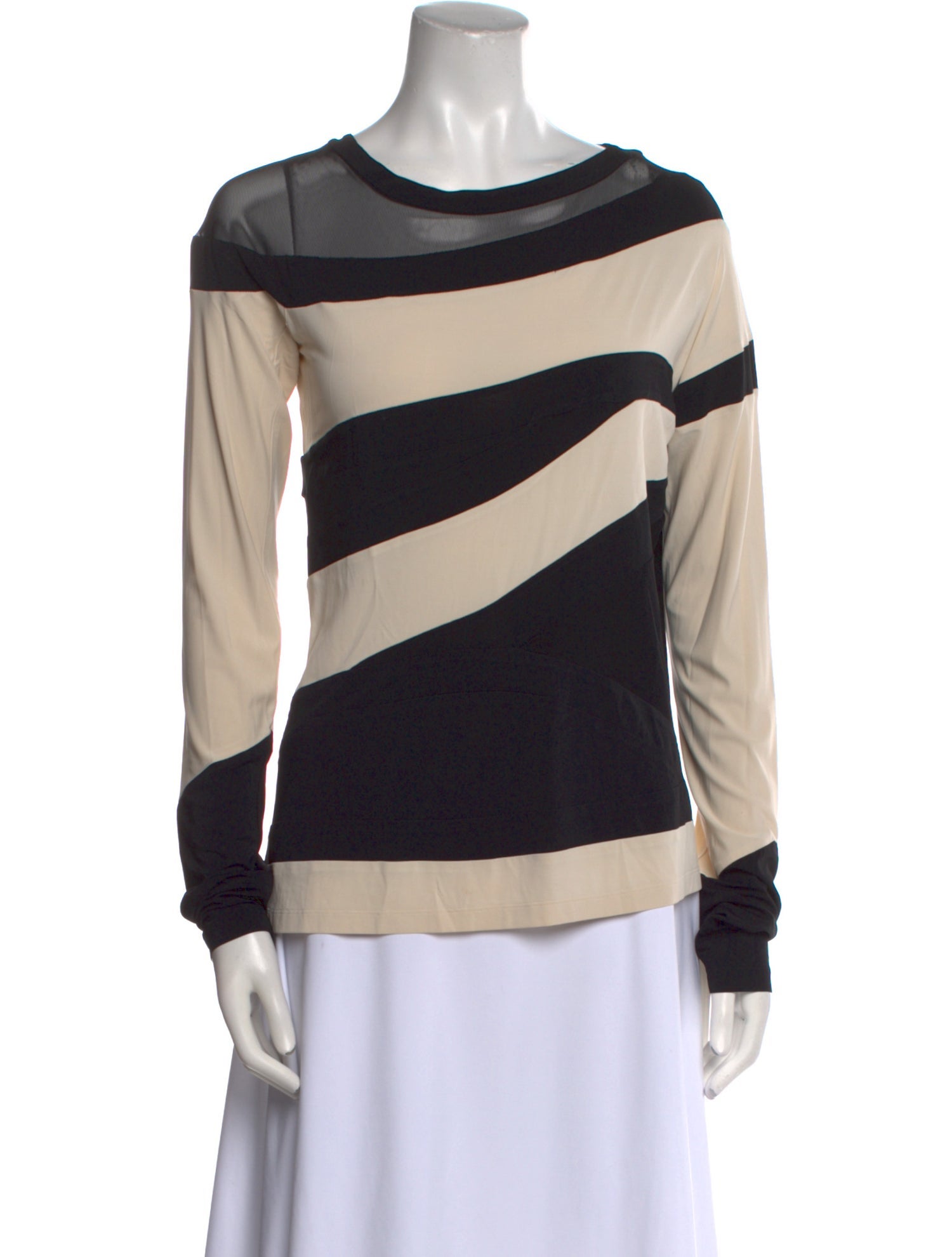 Donna Karan Striped Scoop Neck Sweatshirt