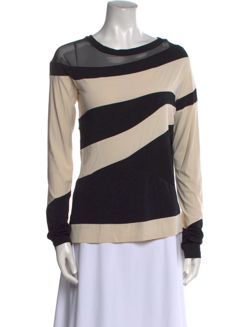 Donna Karan Striped Scoop Neck Sweatshirt