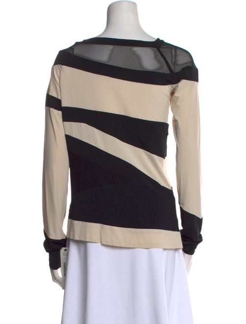Donna Karan Striped Scoop Neck Sweatshirt