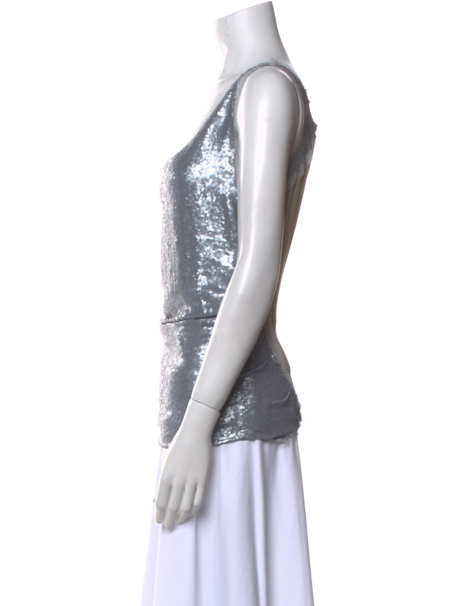 Donna Karan Sequin Square Neckline Top