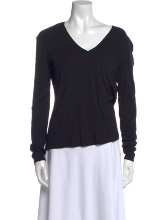 Donna Karan V-Neck Long Sleeve Top