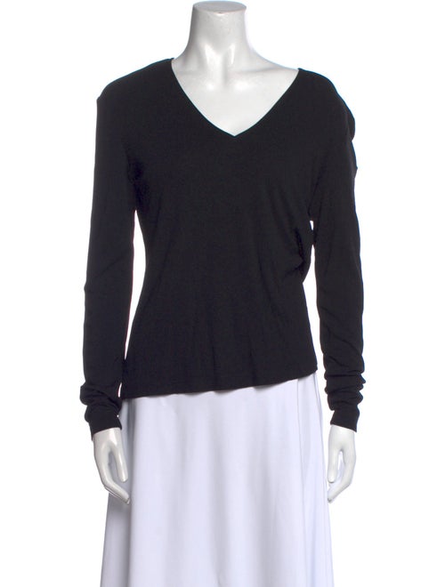 Donna Karan V-Neck Long Sleeve Top