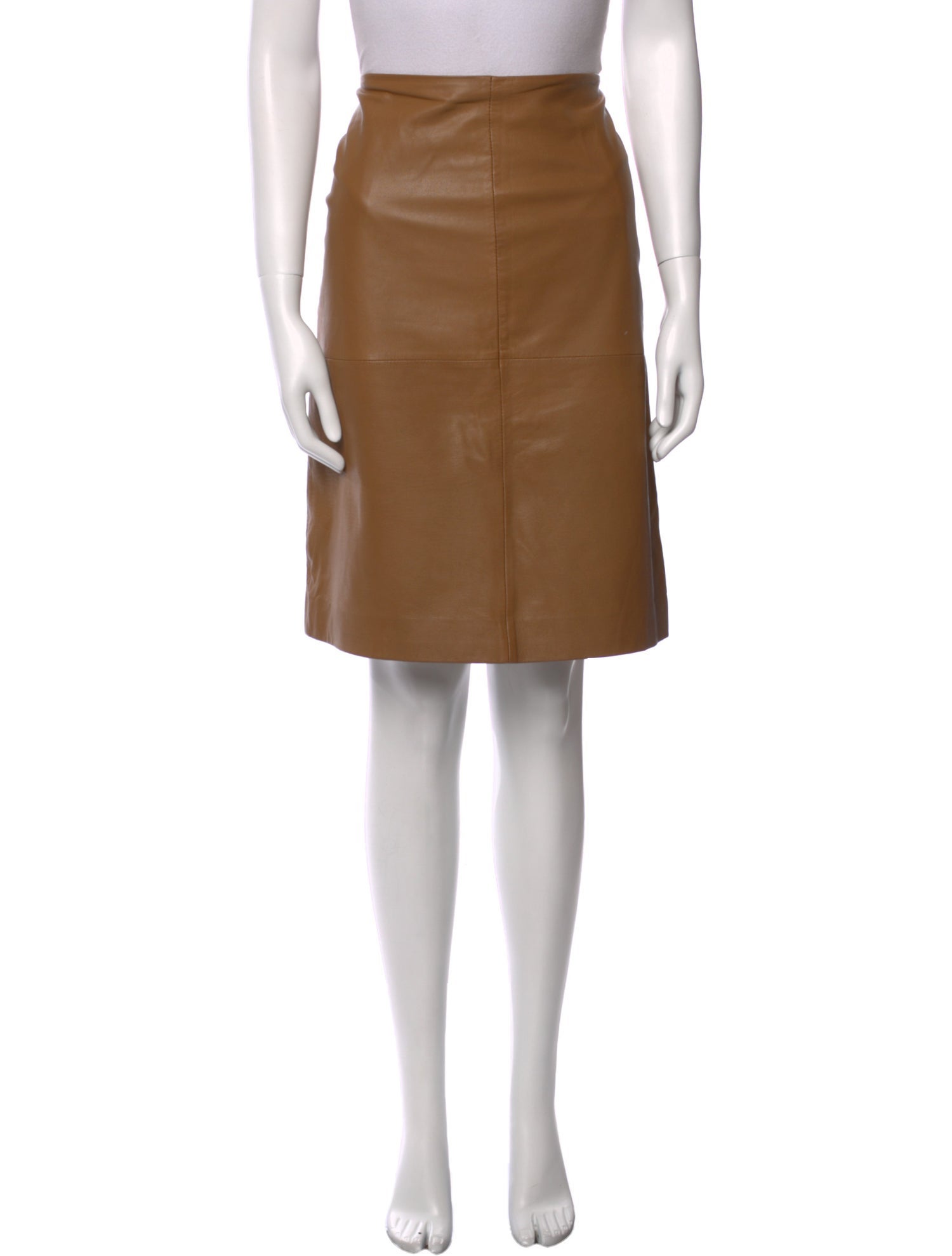Donna Karan Leather Knee-Length Skirt