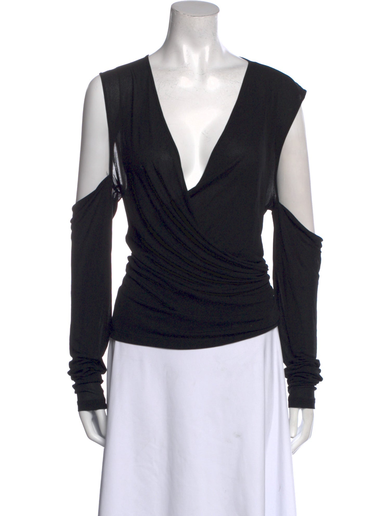 Donna Karan V-Neck Long Sleeve Top