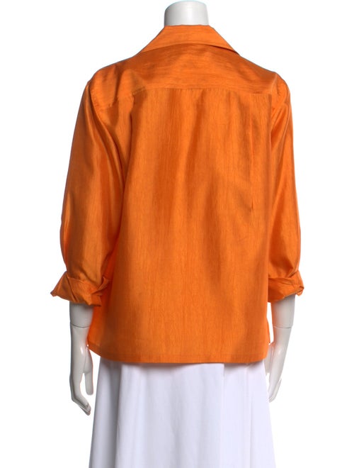 Donna Karan Silk Three-Quarter Sleeve Button-Up Top