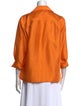 Donna Karan Silk Three-Quarter Sleeve Button-Up Top