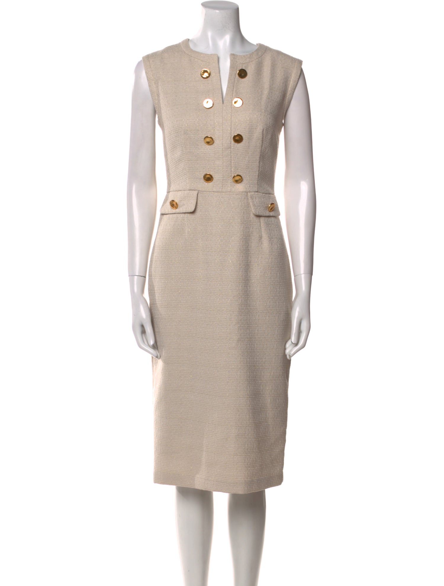 Donna Karan V-Neck Midi Length Dress