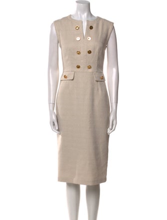 Donna Karan V-Neck Midi Length Dress