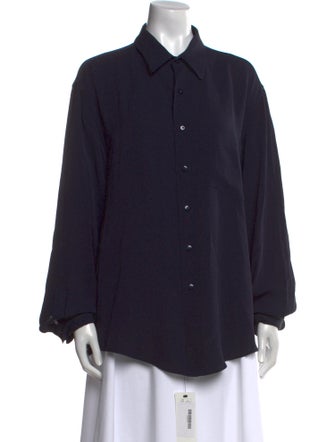 Donna Karan Long Sleeve Button-Up Top
