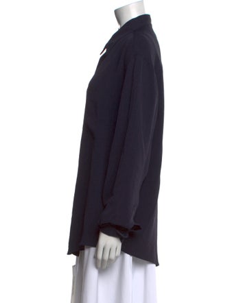 Donna Karan Long Sleeve Button-Up Top