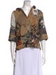Donna Karan Floral Print V-Neck Blouse