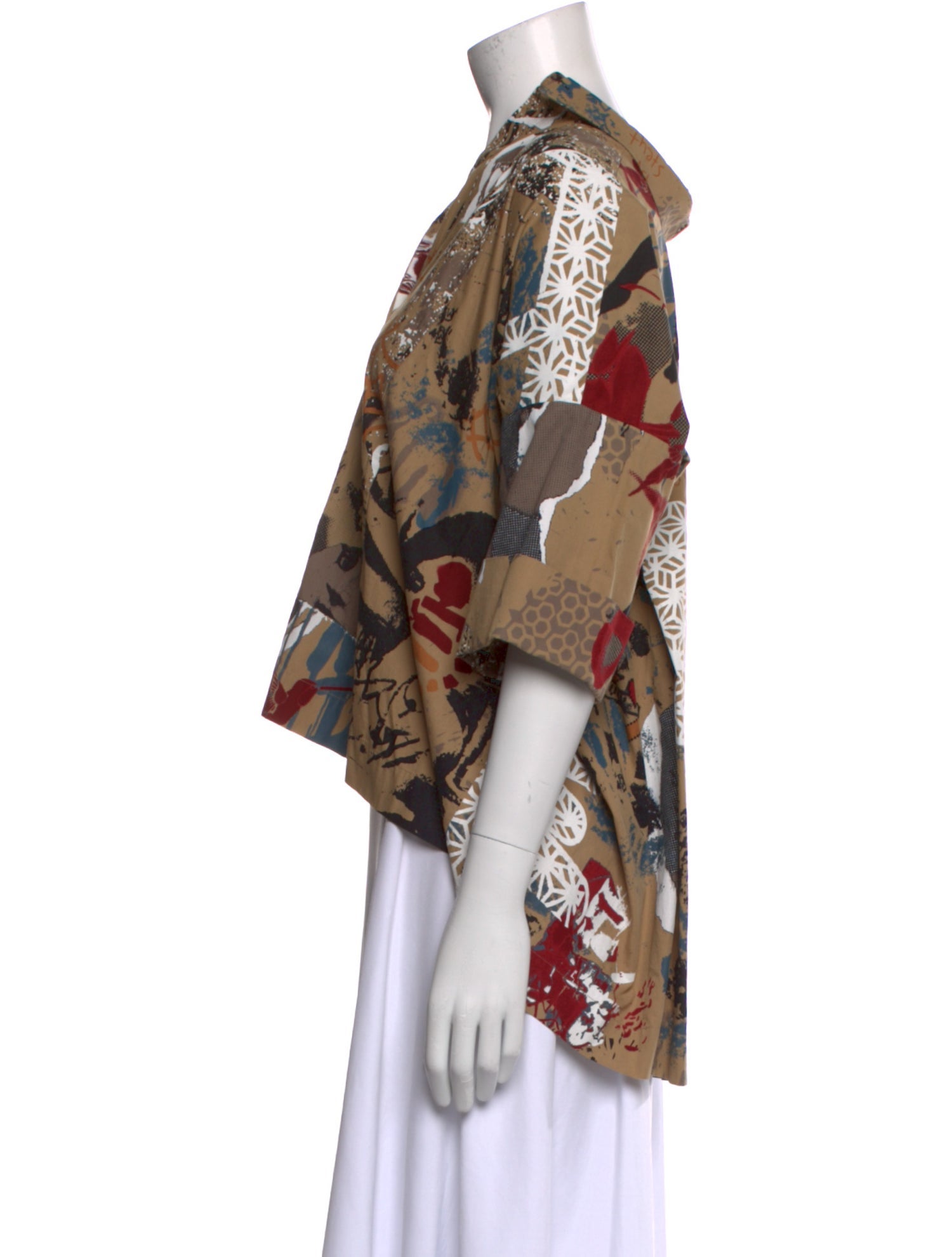 Donna Karan Floral Print V-Neck Blouse