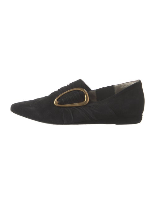 Donna Karan Suede Ruffle Embellishment Loafers